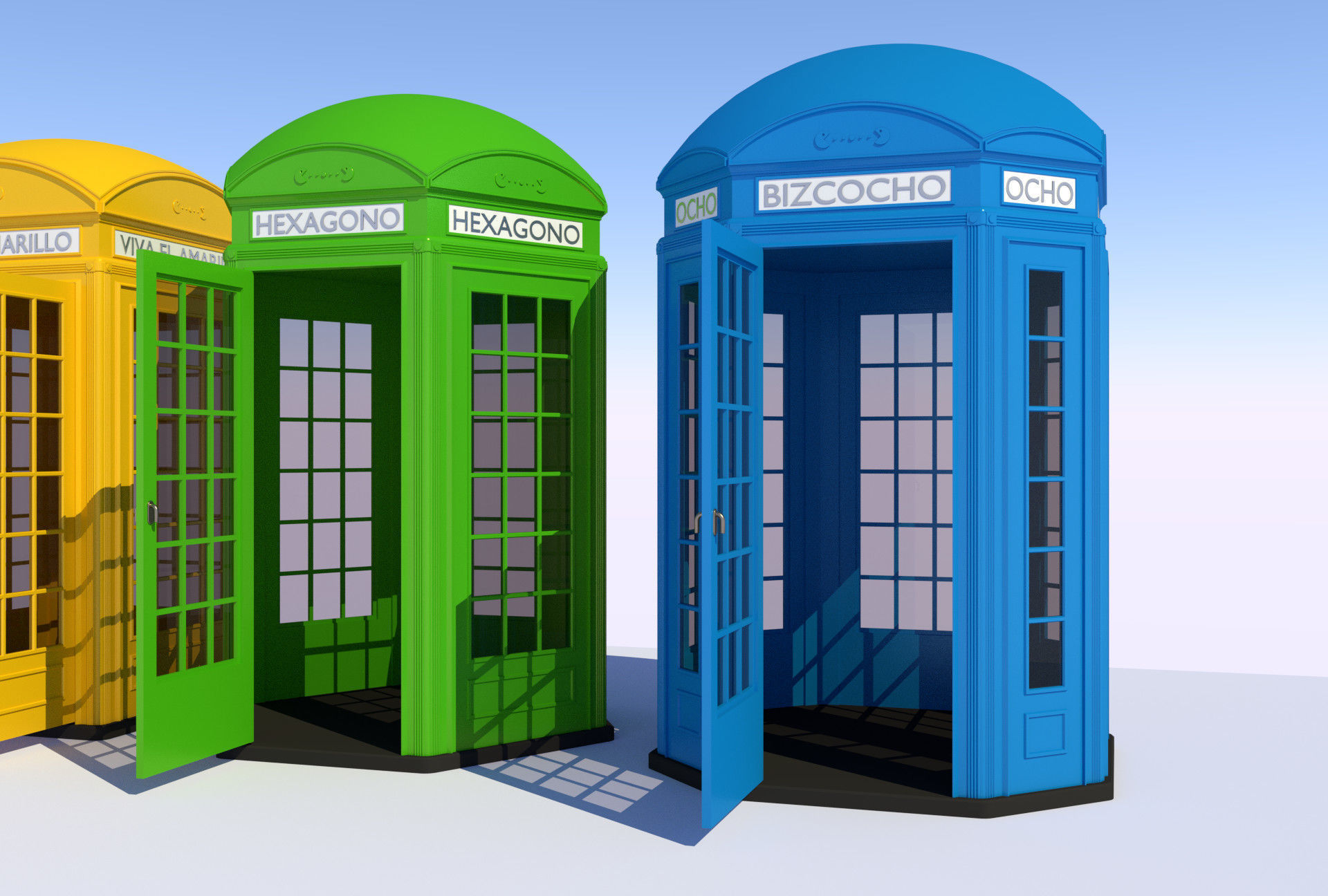 5x Classic British Phone Both different shapes 3D model_8
