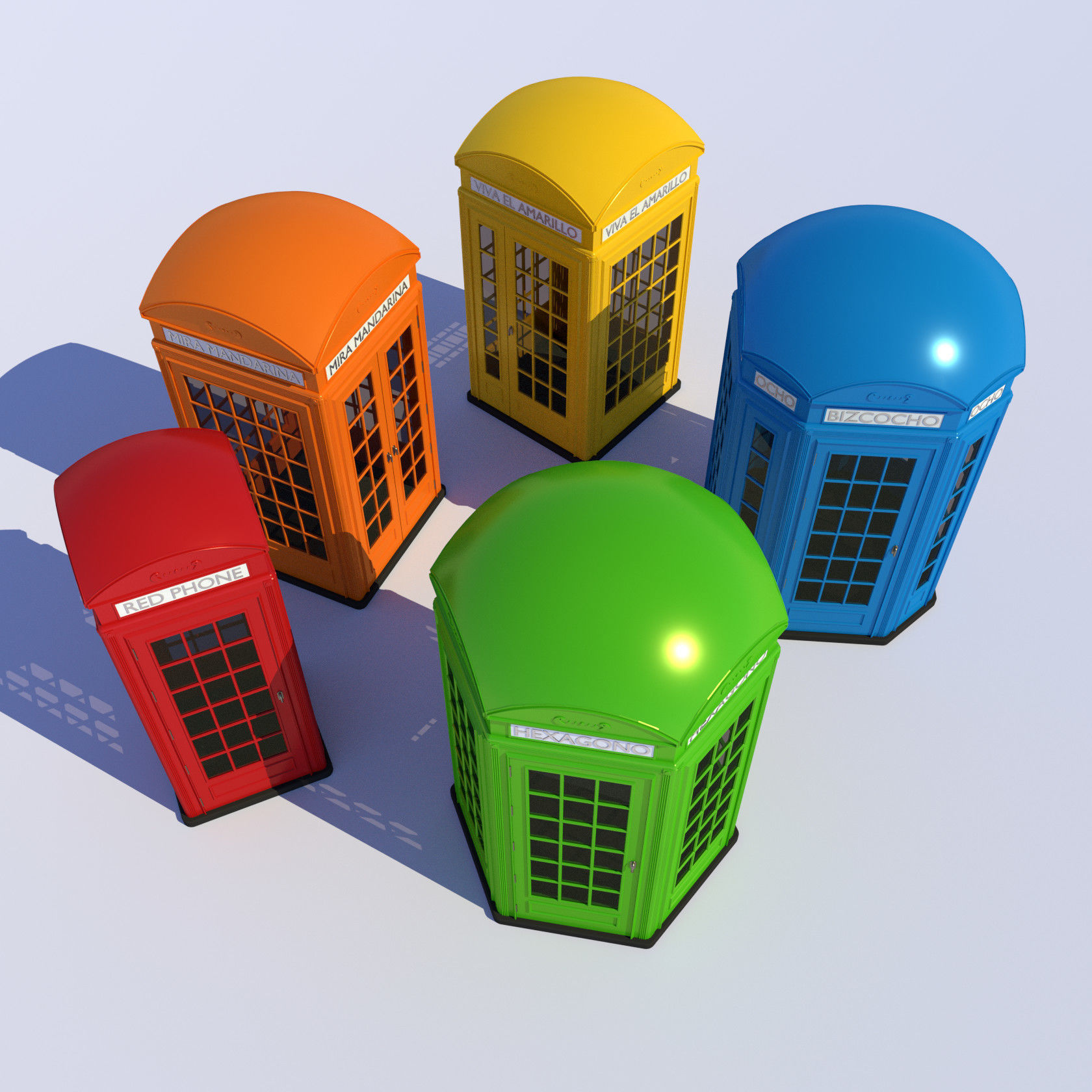 5x Classic British Phone Both different shapes 3D model_13