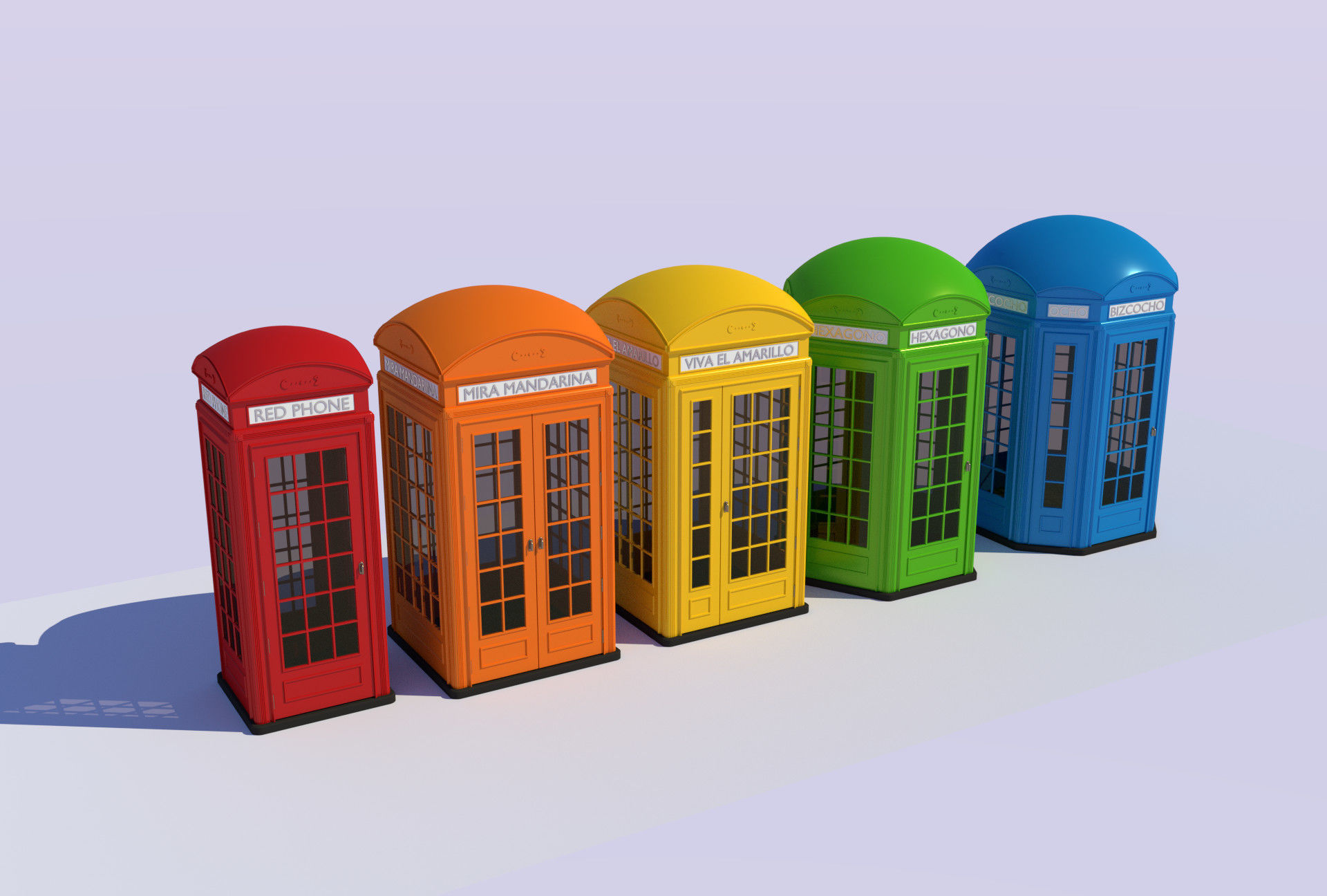 5x Classic British Phone Both different shapes 3D model_6