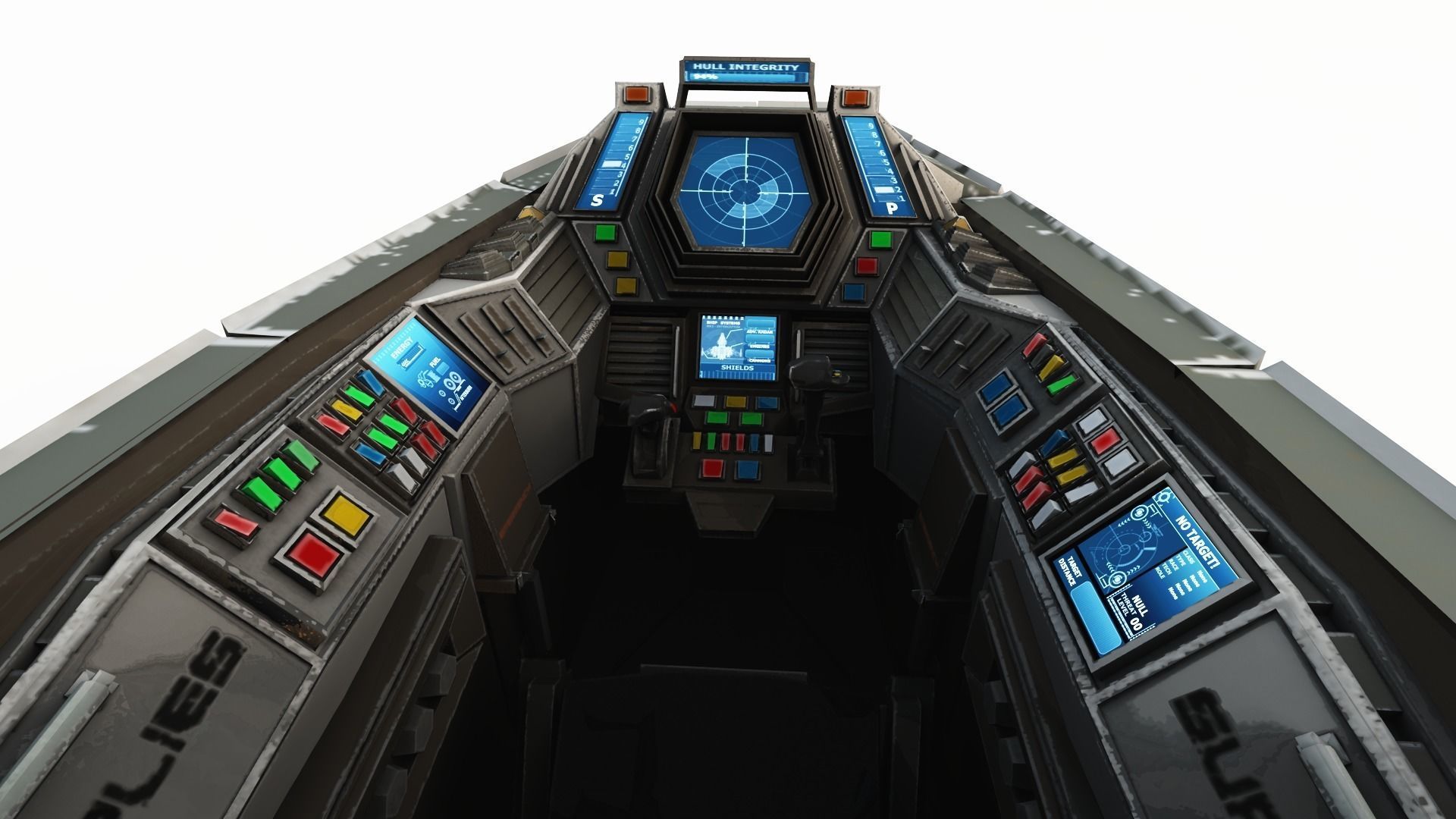 Space Fighter Cockpit - Interceptor MK 3 Low-poly 3D model_3