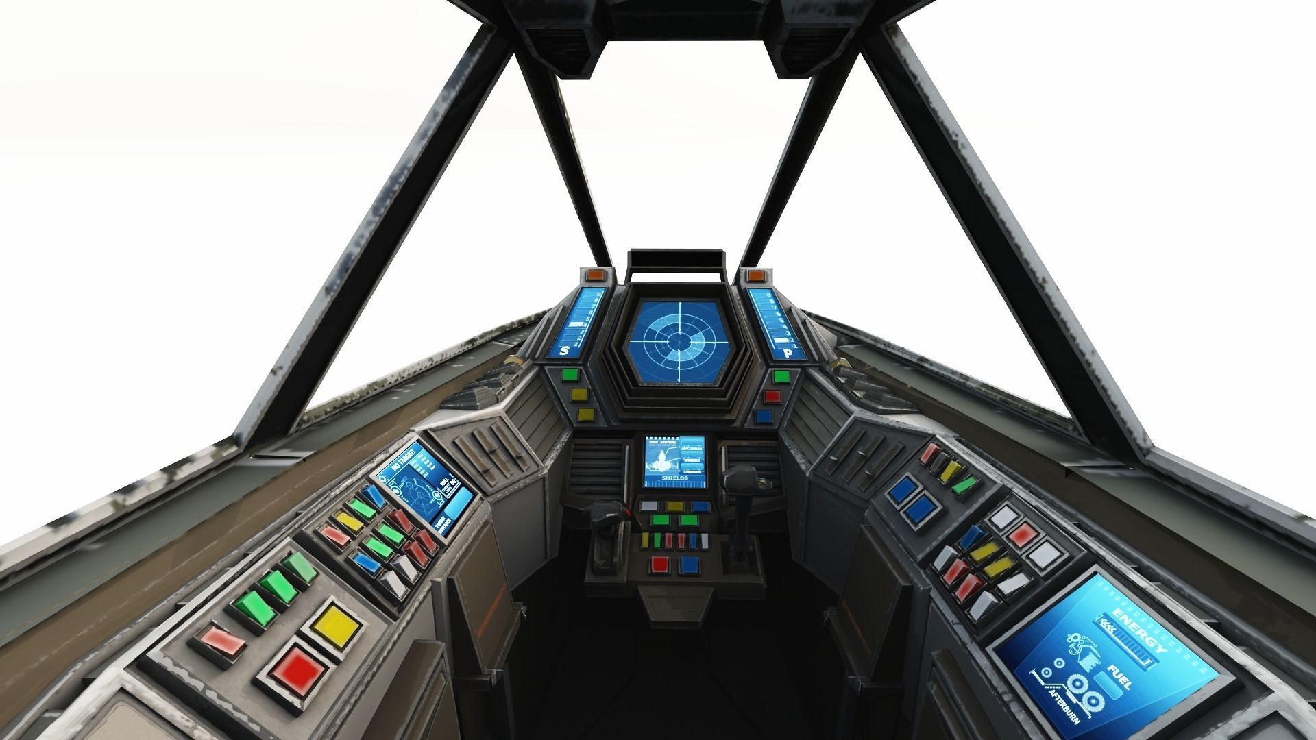 Space Fighter Cockpit - Interceptor MK 3 Low-poly 3D model_5