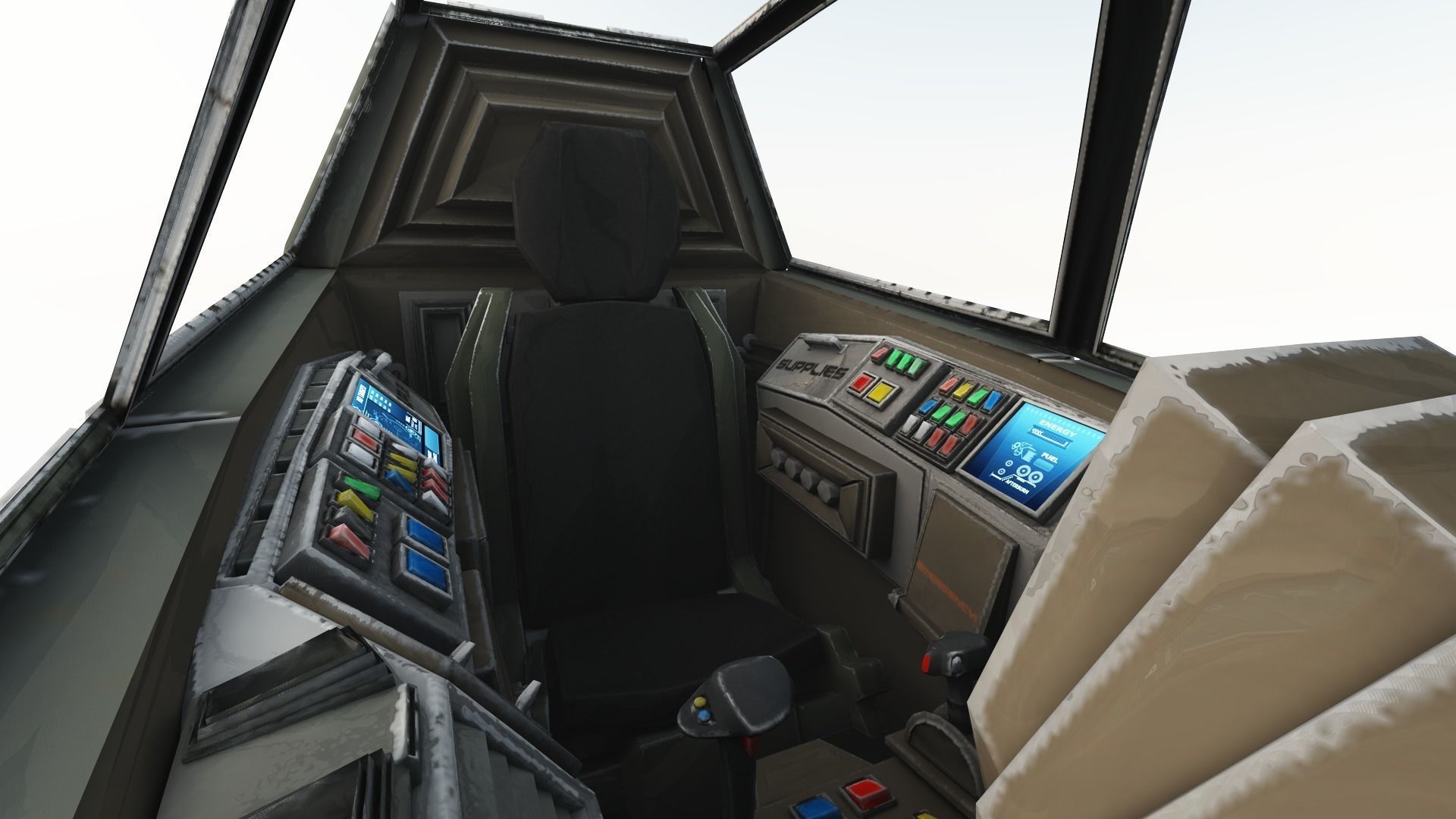 Space Fighter Cockpit - Interceptor MK 3 Low-poly 3D model_2