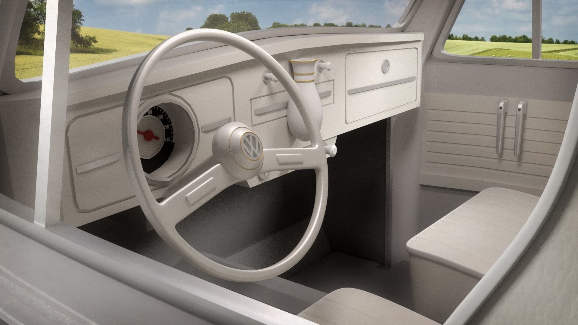 1969 VW Beetle with Full Interior Free 3D model_4