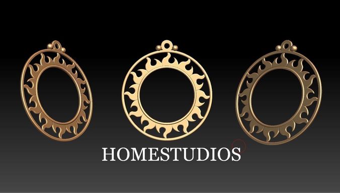 PENDANT SUN FIRE BASE FORM FOR  any SYMBOLS 3D print model