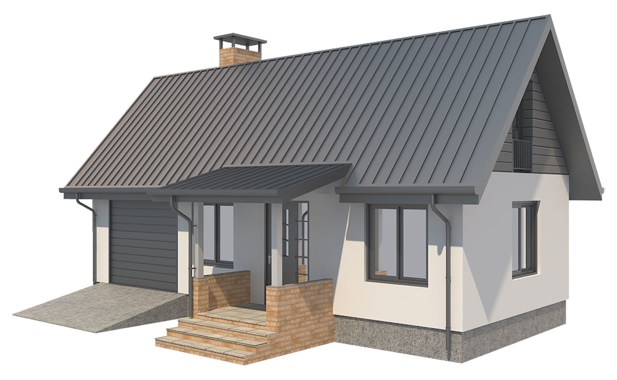 Cottage House 2 Low-poly 3D model_3