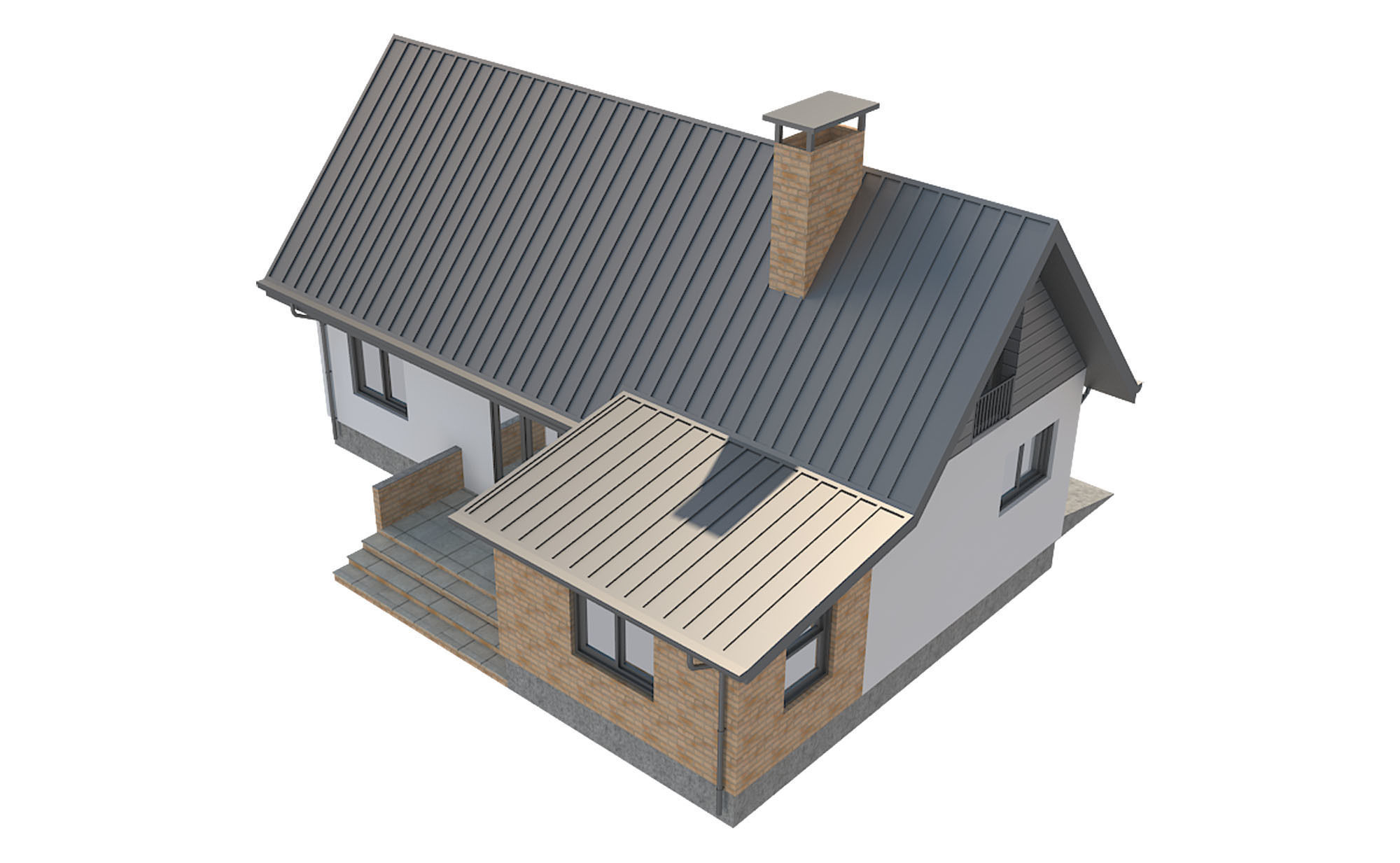 Cottage House 2 Low-poly 3D model_5