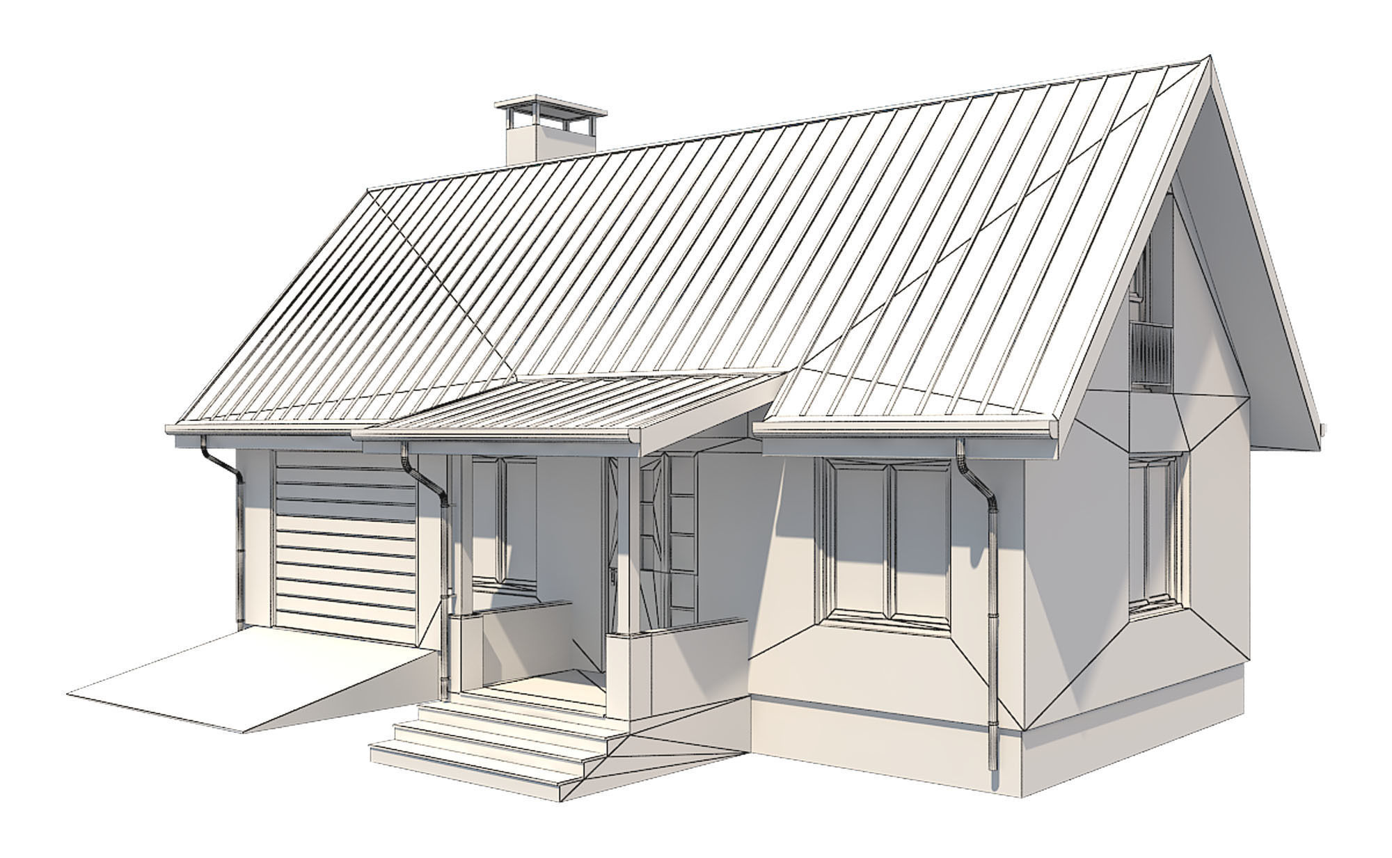 Cottage House 2 Low-poly 3D model_8
