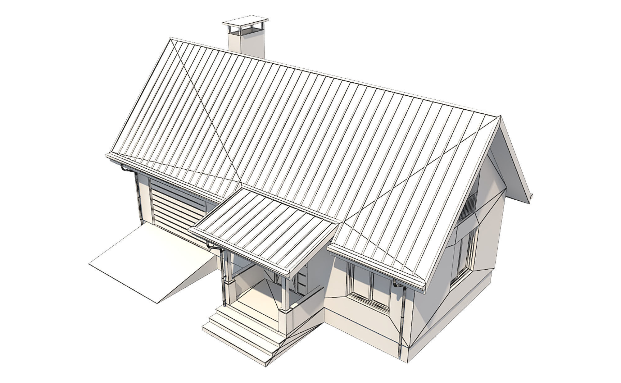 Cottage House 2 Low-poly 3D model_12