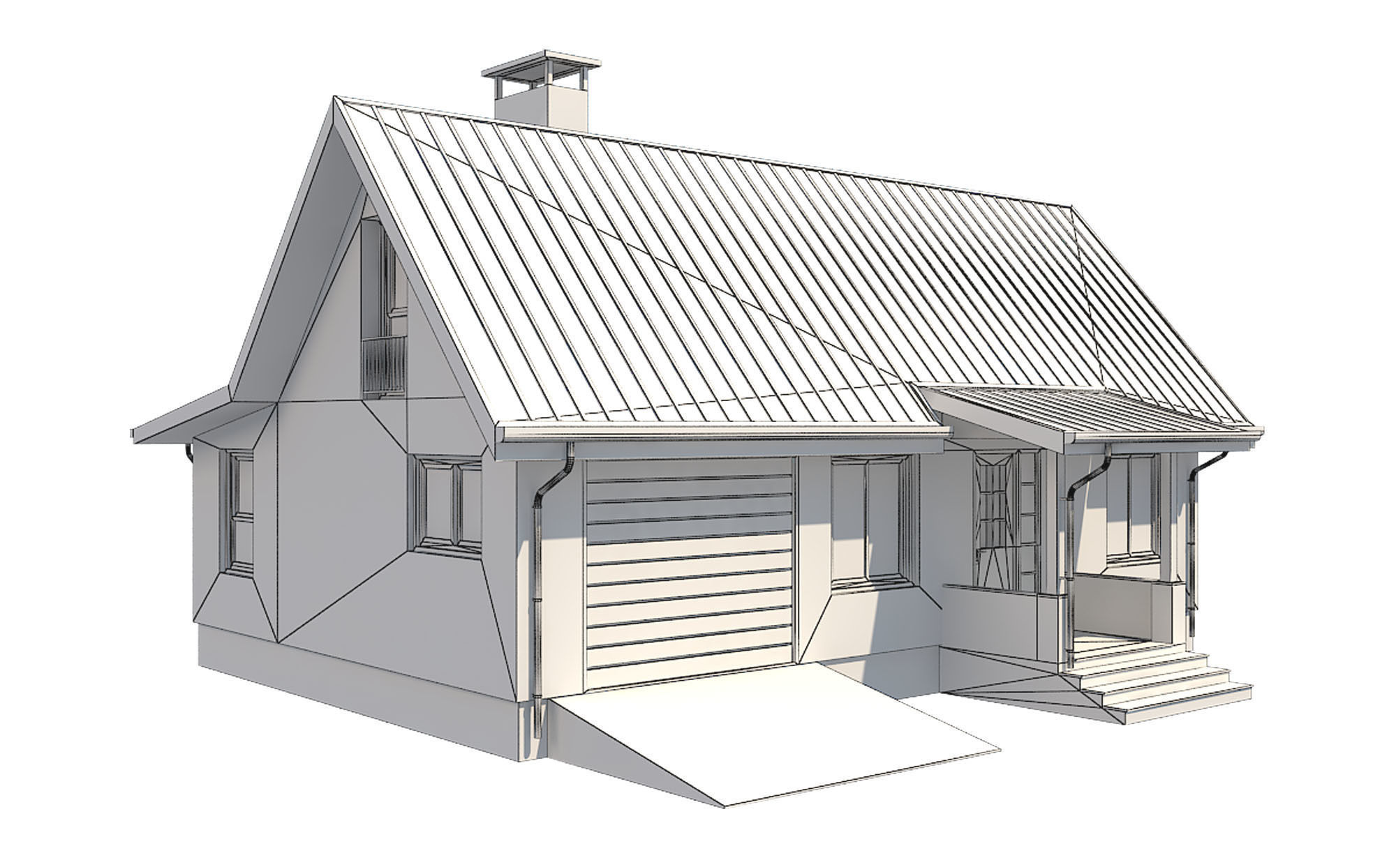 Cottage House 2 Low-poly 3D model_7