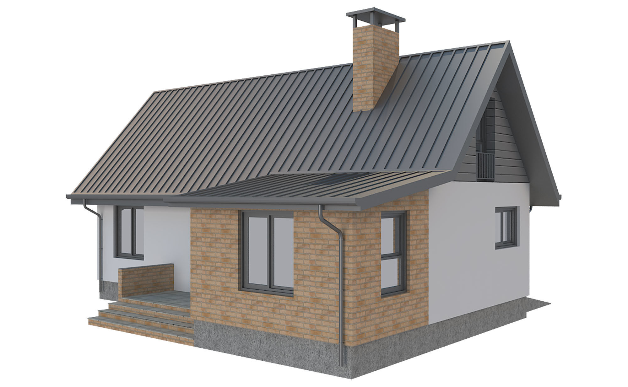 Cottage House 2 Low-poly 3D model_4