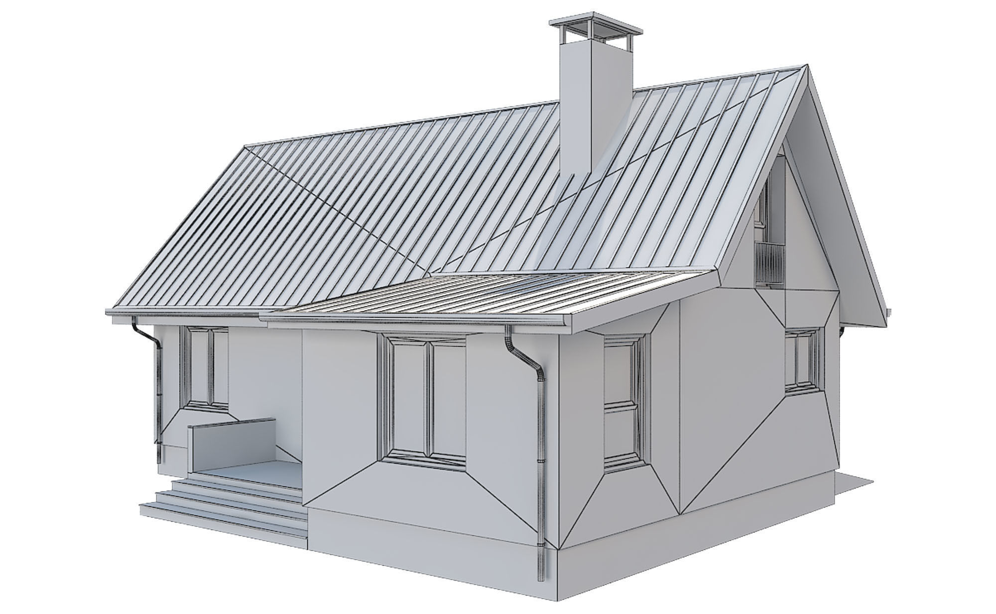 Cottage House 2 Low-poly 3D model_10