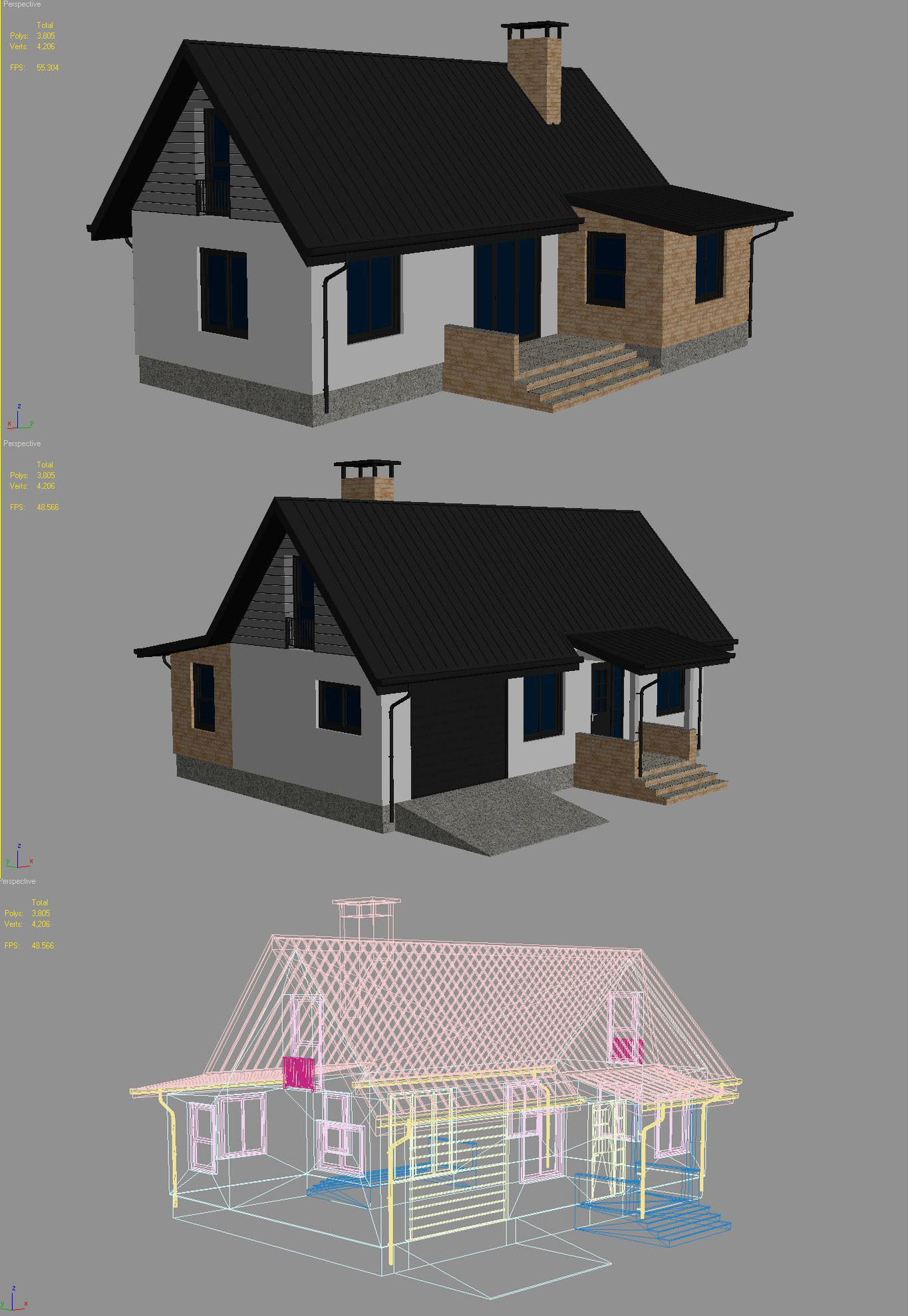 Cottage House 2 Low-poly 3D model_17