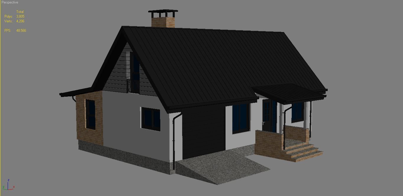 Cottage House 2 Low-poly 3D model_16