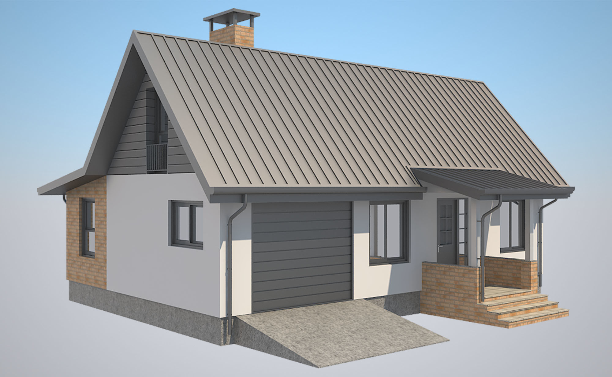 Cottage House 2 Low-poly 3D model_1