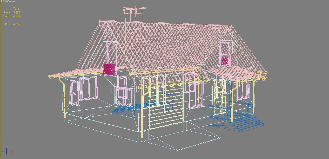 Cottage House 2 Low-poly 3D model_14