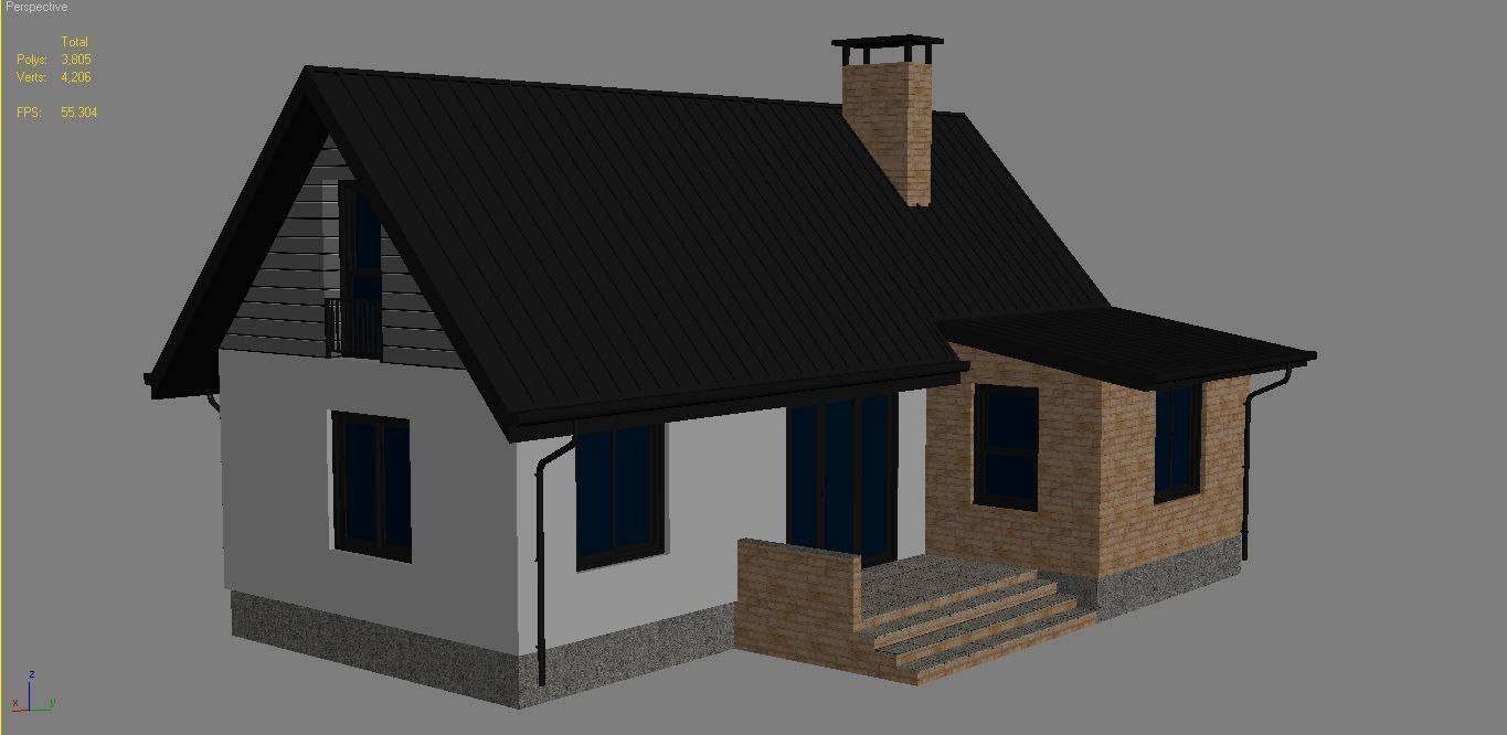Cottage House 2 Low-poly 3D model_13
