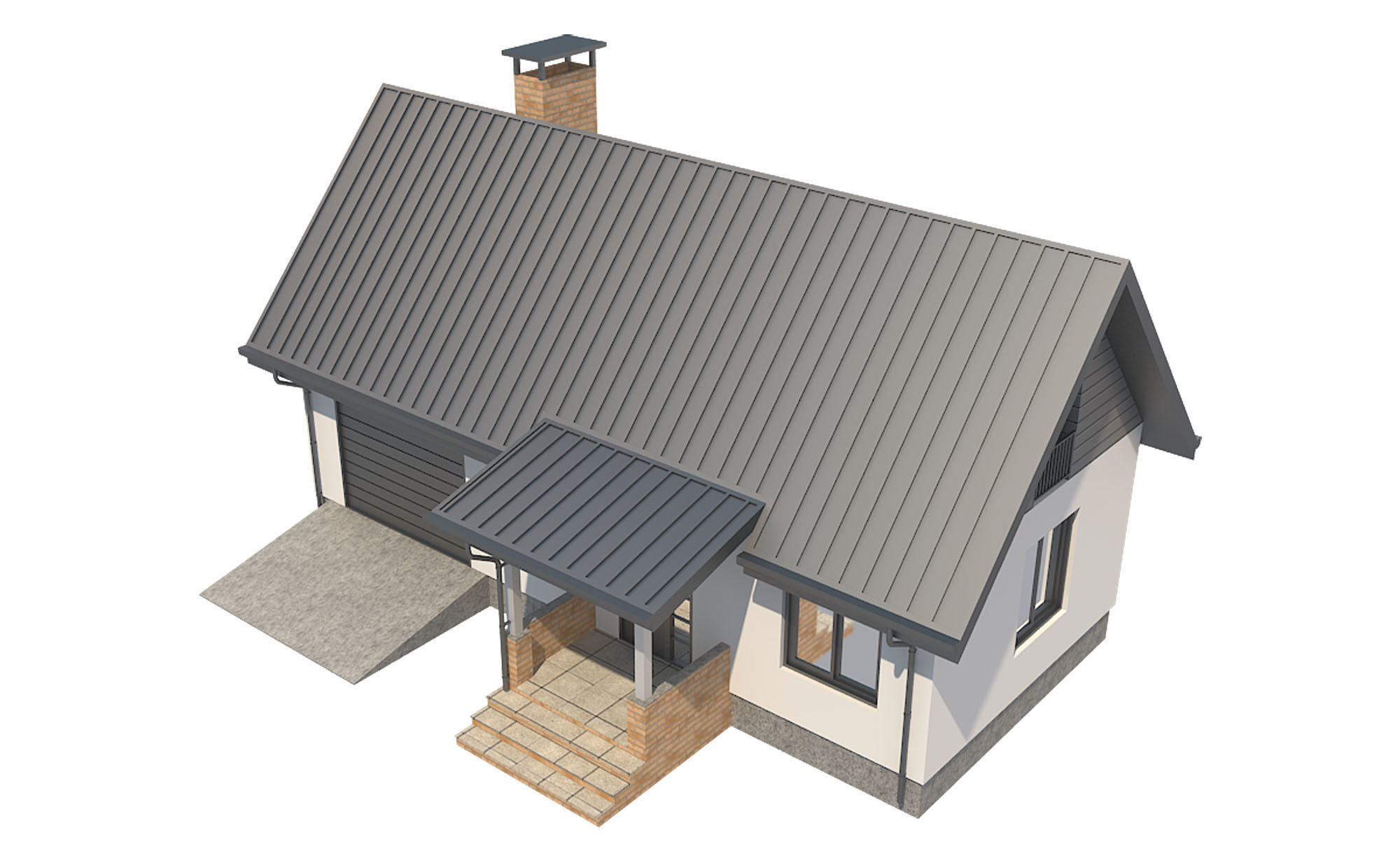 Cottage House 2 Low-poly 3D model_6