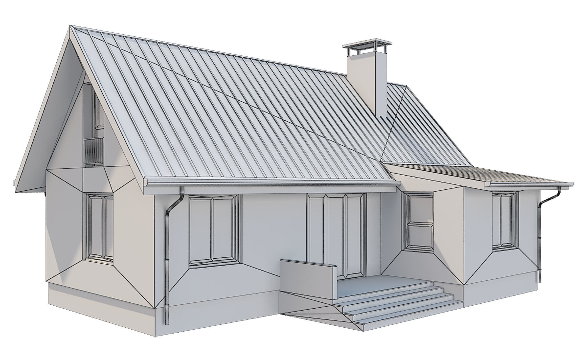 Cottage House 2 Low-poly 3D model_9