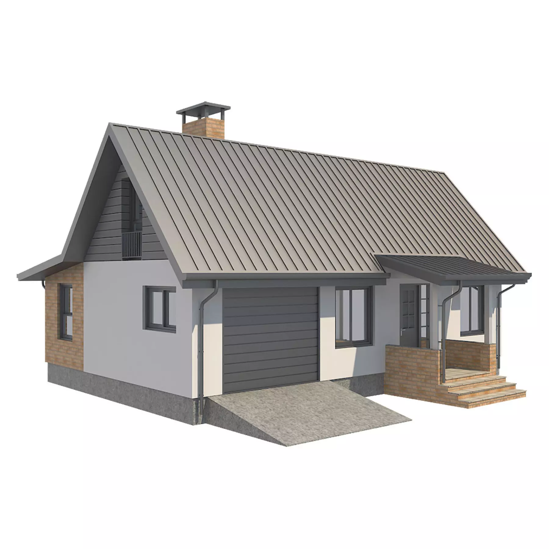 Cottage House 2 Low-poly 3D model_0