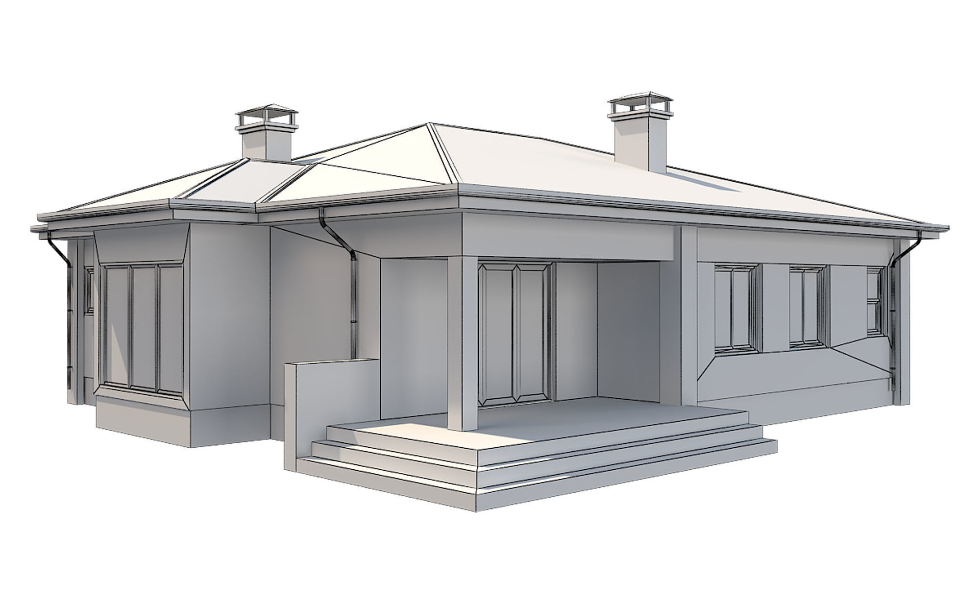 Cottage House 3 Low-poly 3D model_8