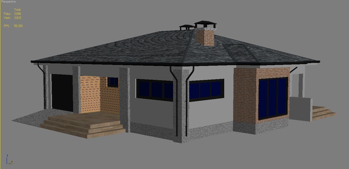 Cottage House 3 Low-poly 3D model_16