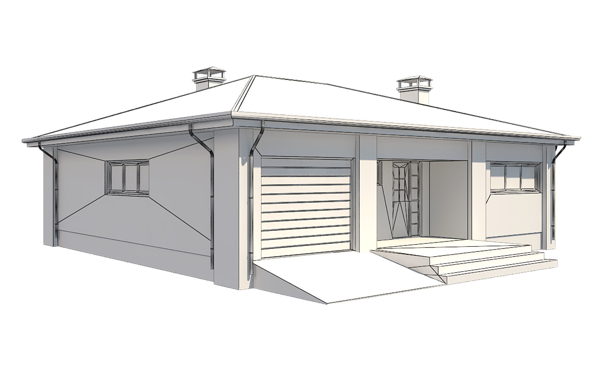 Cottage House 3 Low-poly 3D model_7