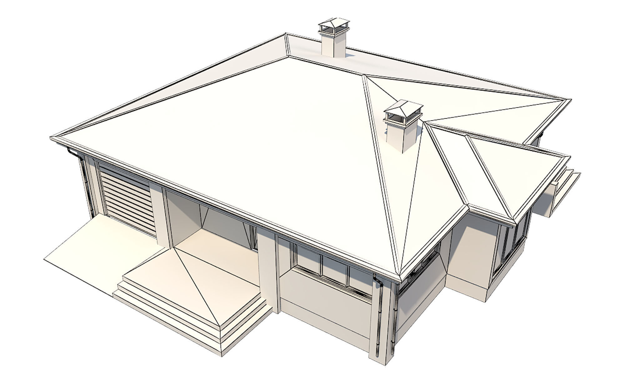 Cottage House 3 Low-poly 3D model_10