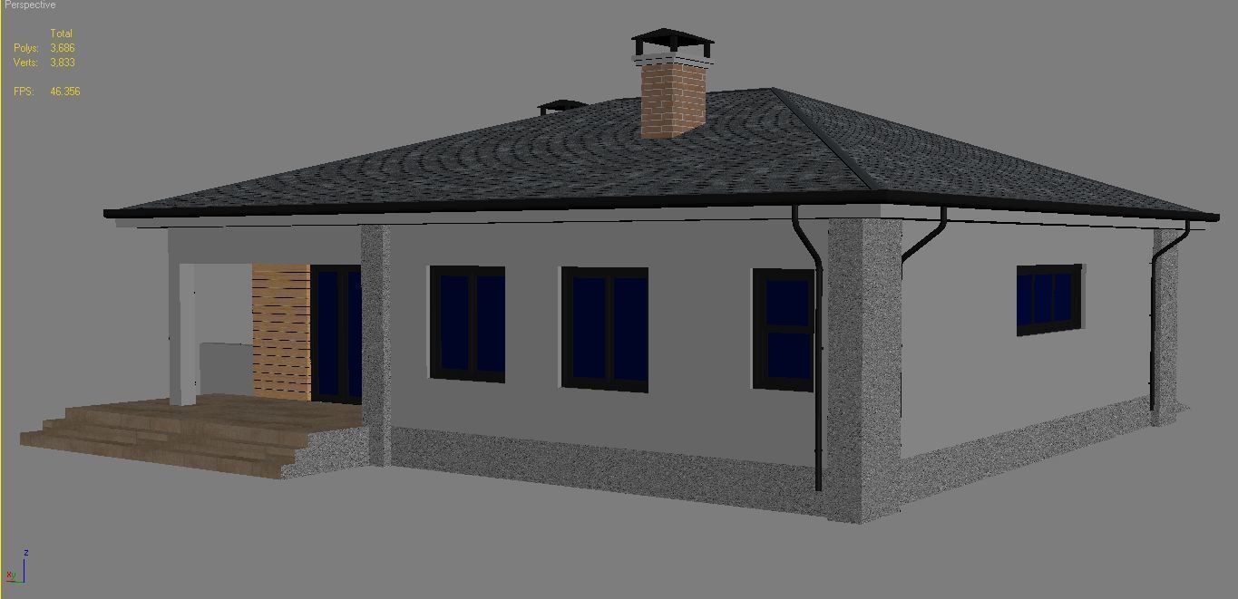 Cottage House 3 Low-poly 3D model_15