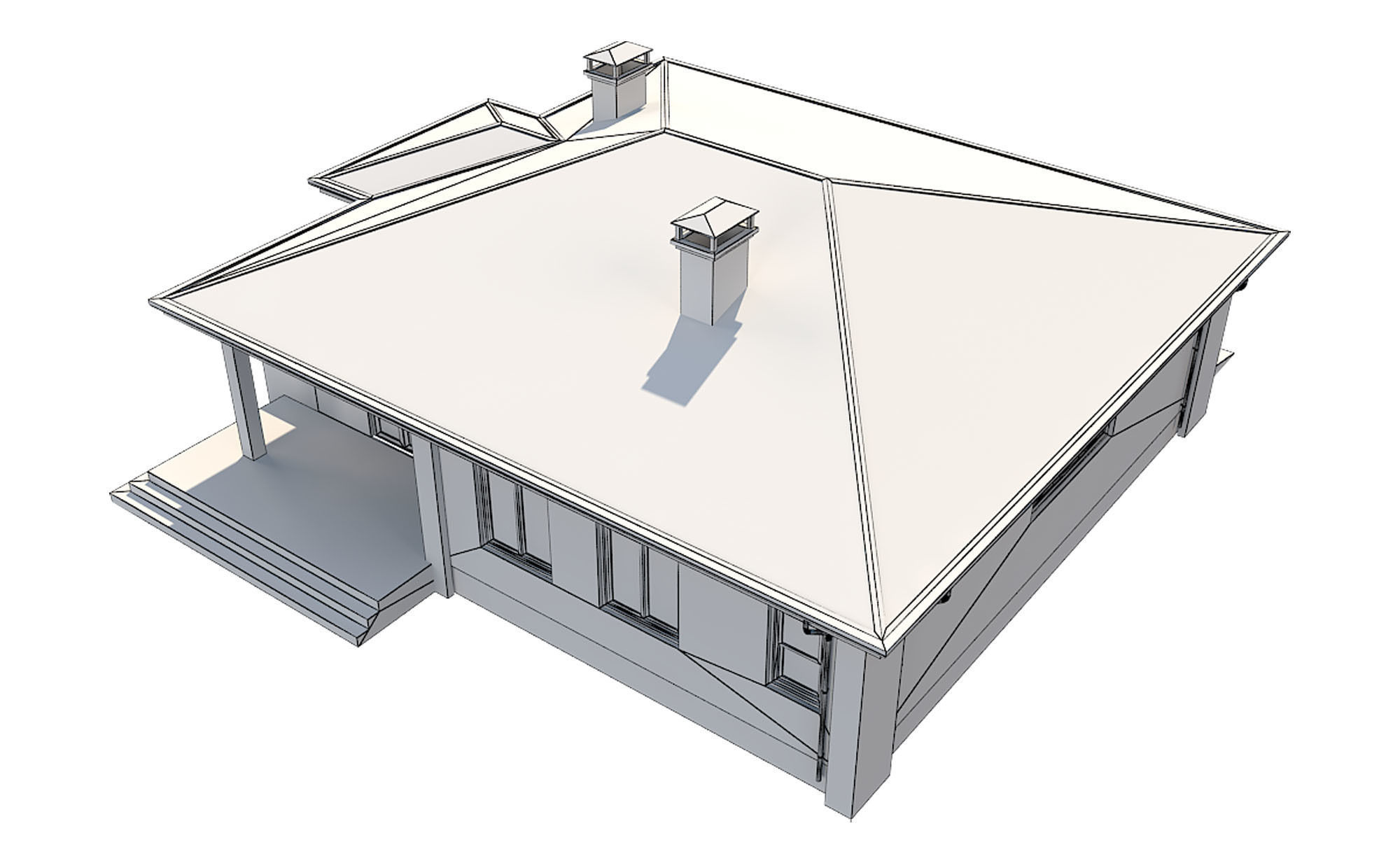 Cottage House 3 Low-poly 3D model_11