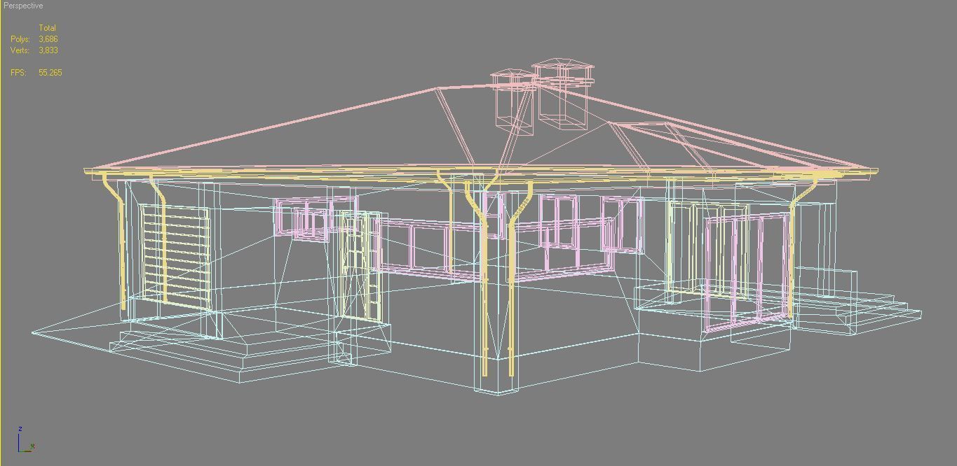 Cottage House 3 Low-poly 3D model_14