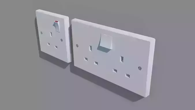 UK Plug Sockets Low-poly 3D model