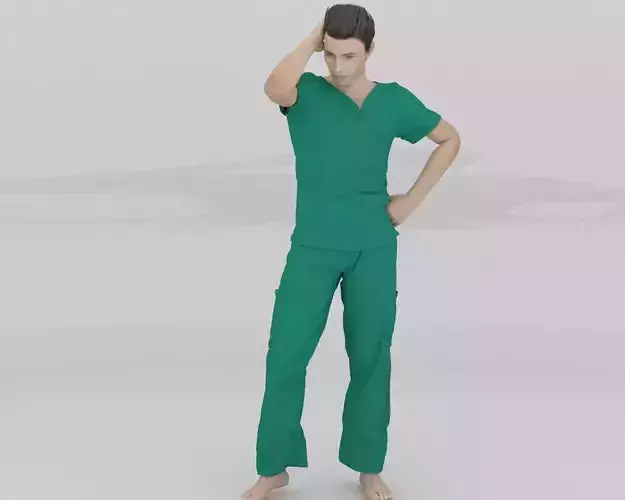 Hospital Uniform Scrub Men 3D model 