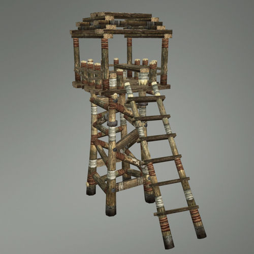 Medieval Watch Tower for Guard Low-poly 3D model