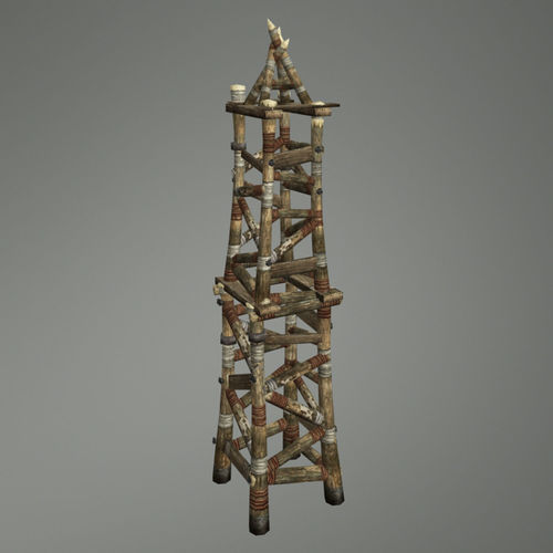 Medieval Wooden Tower Low-poly 3D model