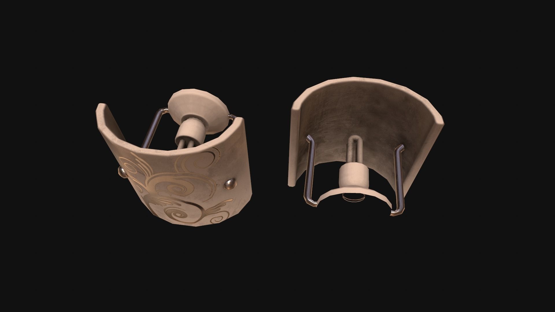 Lamp LowPoly pair of wooden candle holders Low-poly 3D model_1