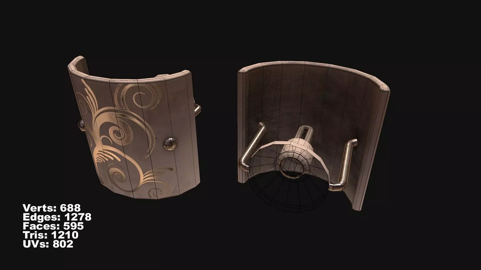 Lamp LowPoly pair of wooden candle holders Low-poly 3D model_0