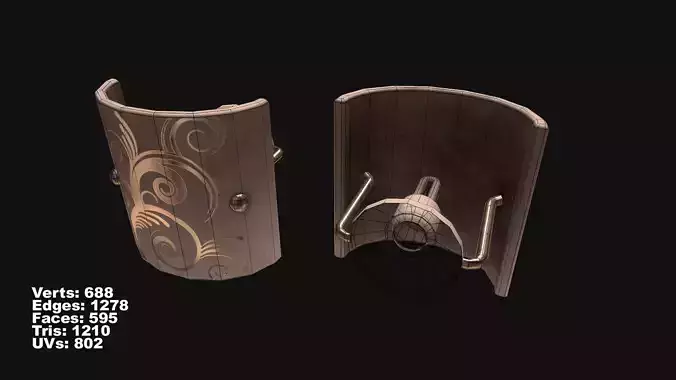 Lamp LowPoly pair of wooden candle holders Low-poly 3D model