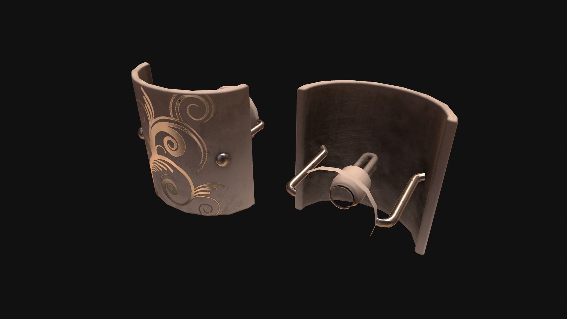 Lamp LowPoly pair of wooden candle holders Low-poly 3D model_7