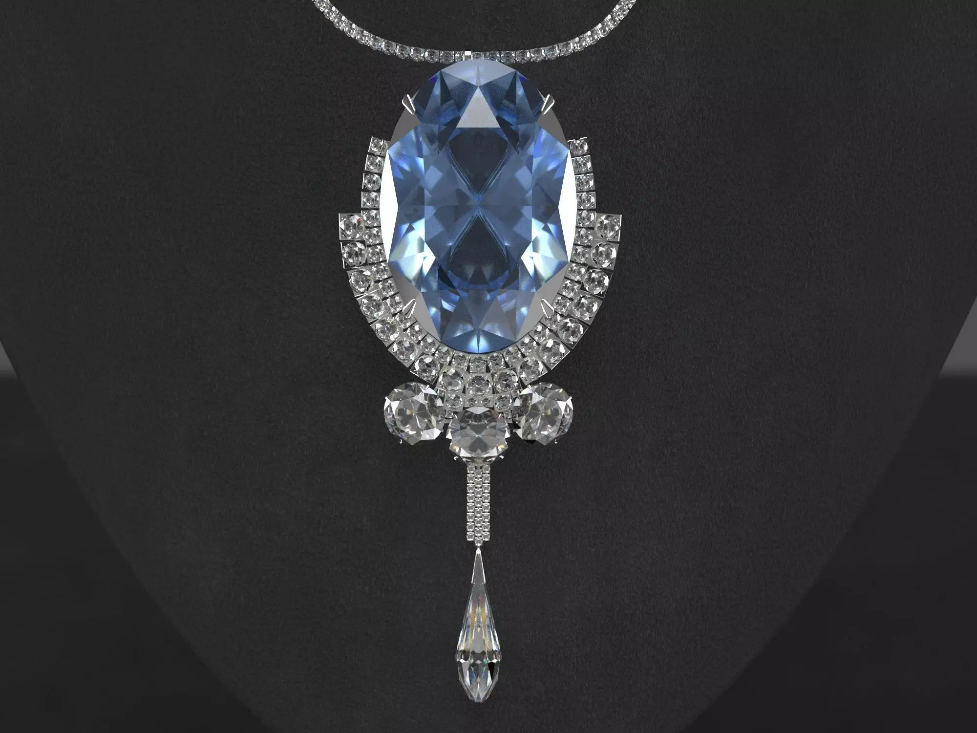 sapphire necklace 3D model_0