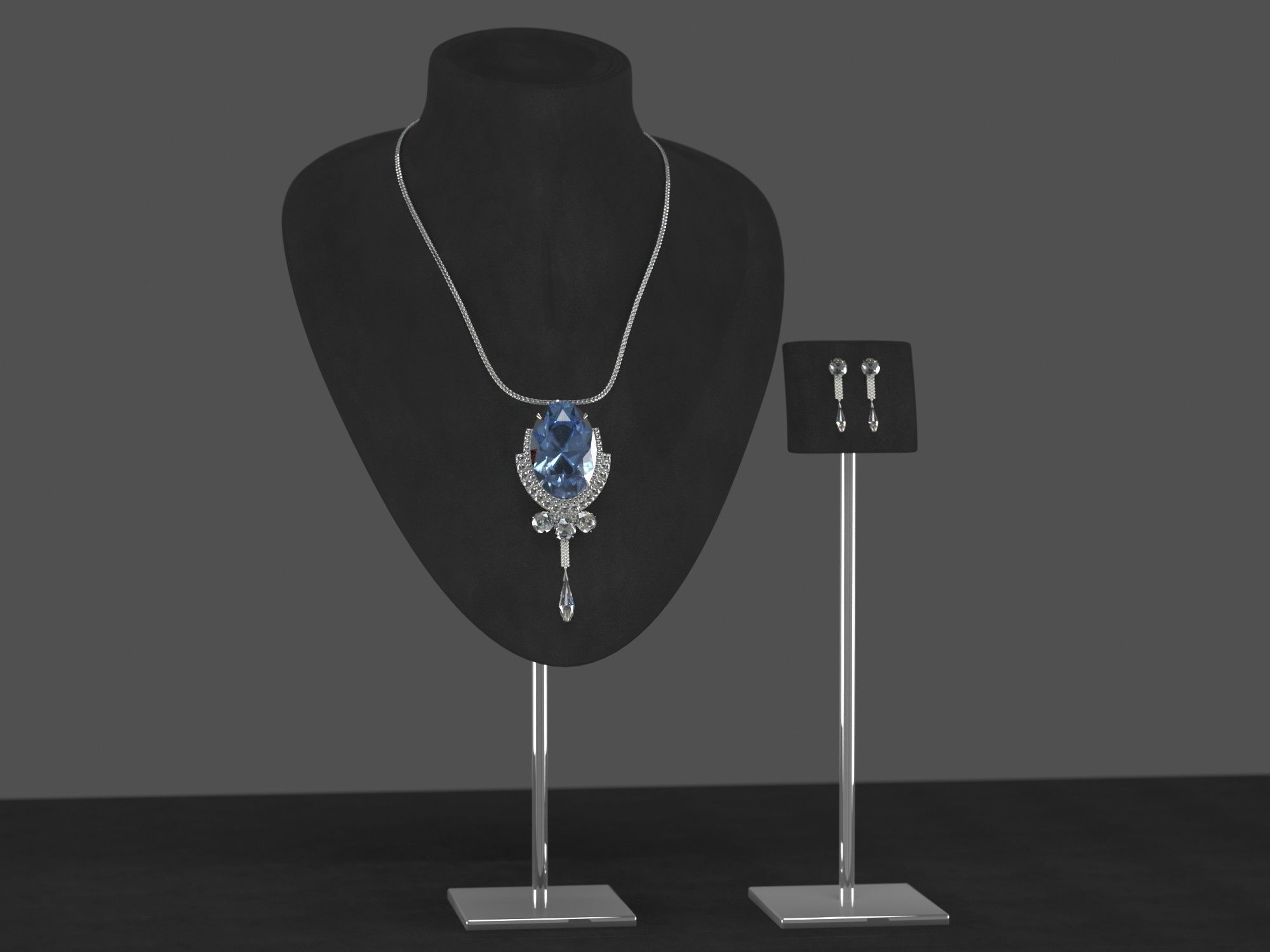 sapphire necklace 3D model_1