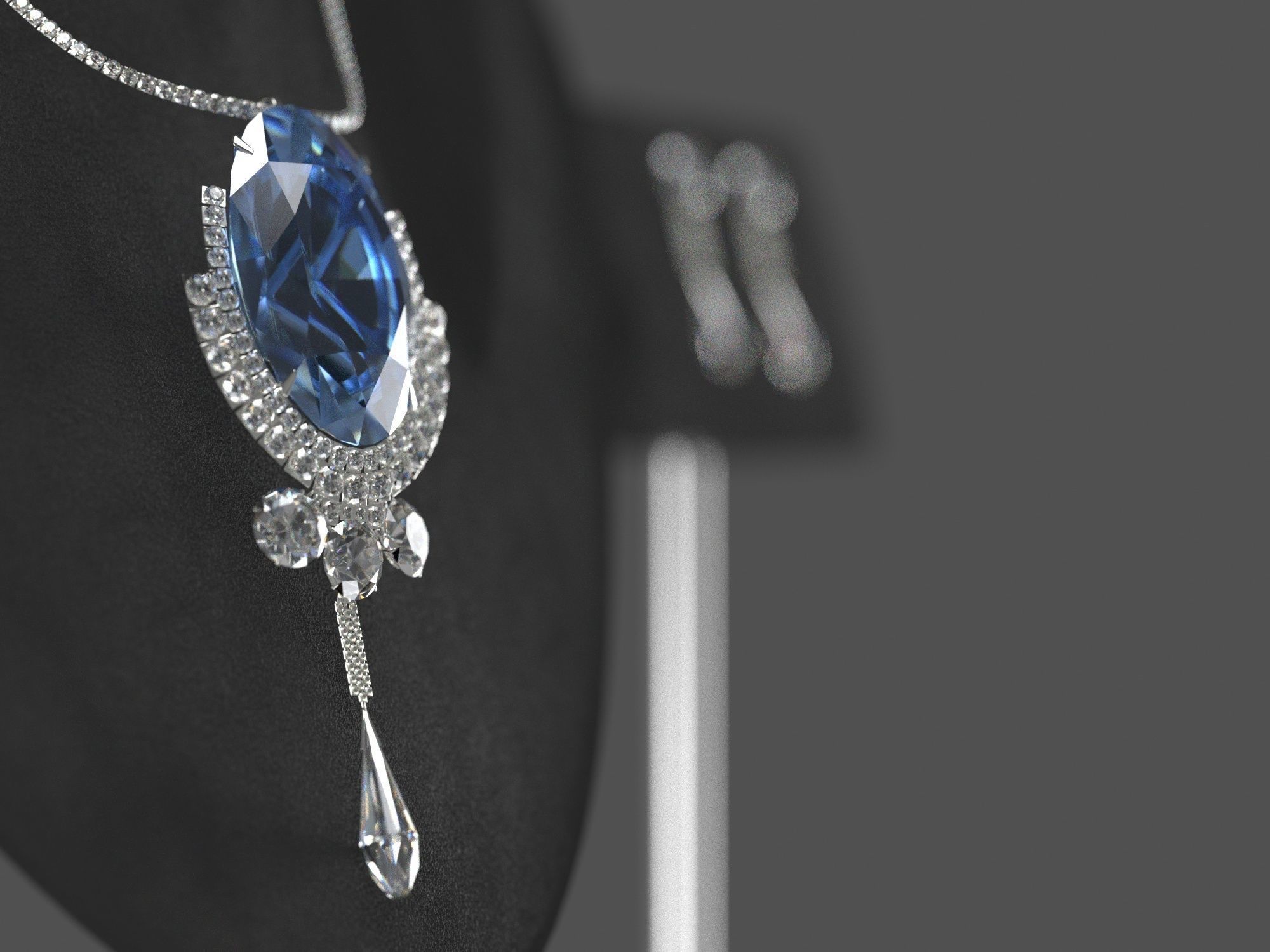 sapphire necklace 3D model_5