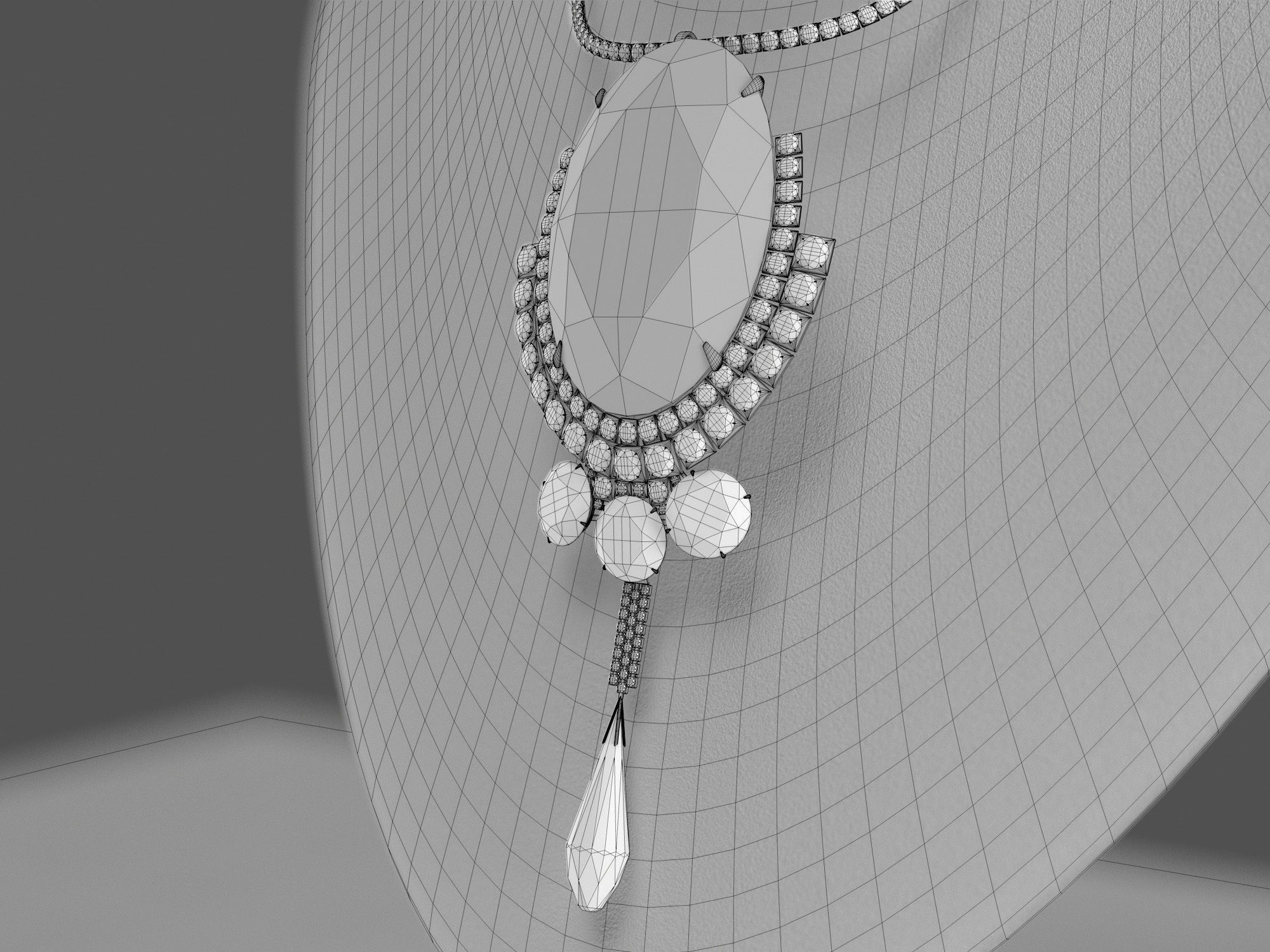 sapphire necklace 3D model_3