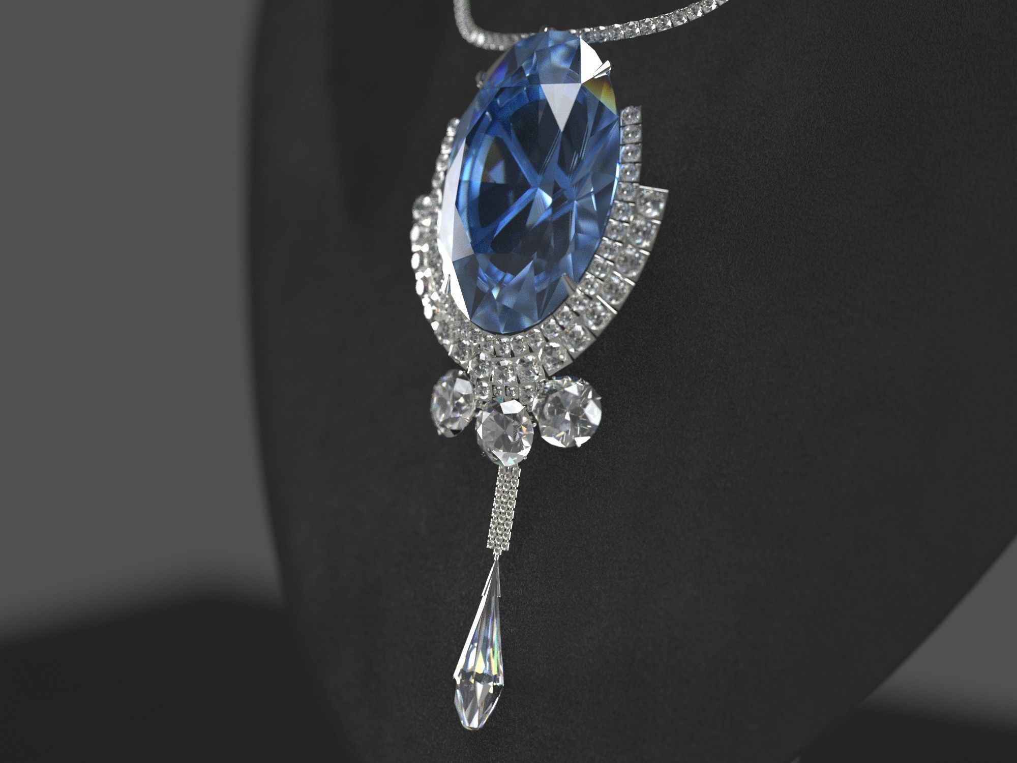 sapphire necklace 3D model_2