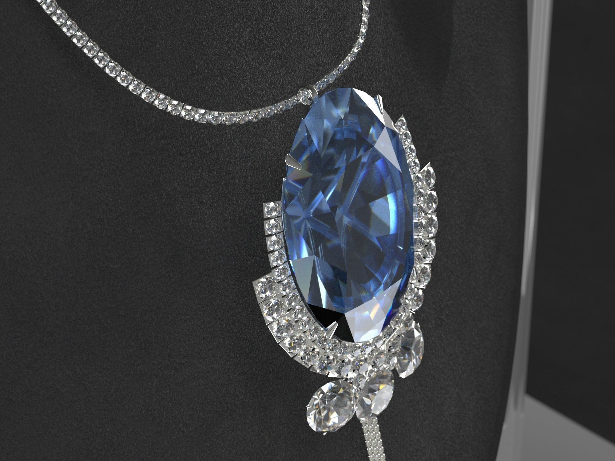 sapphire necklace 3D model_6