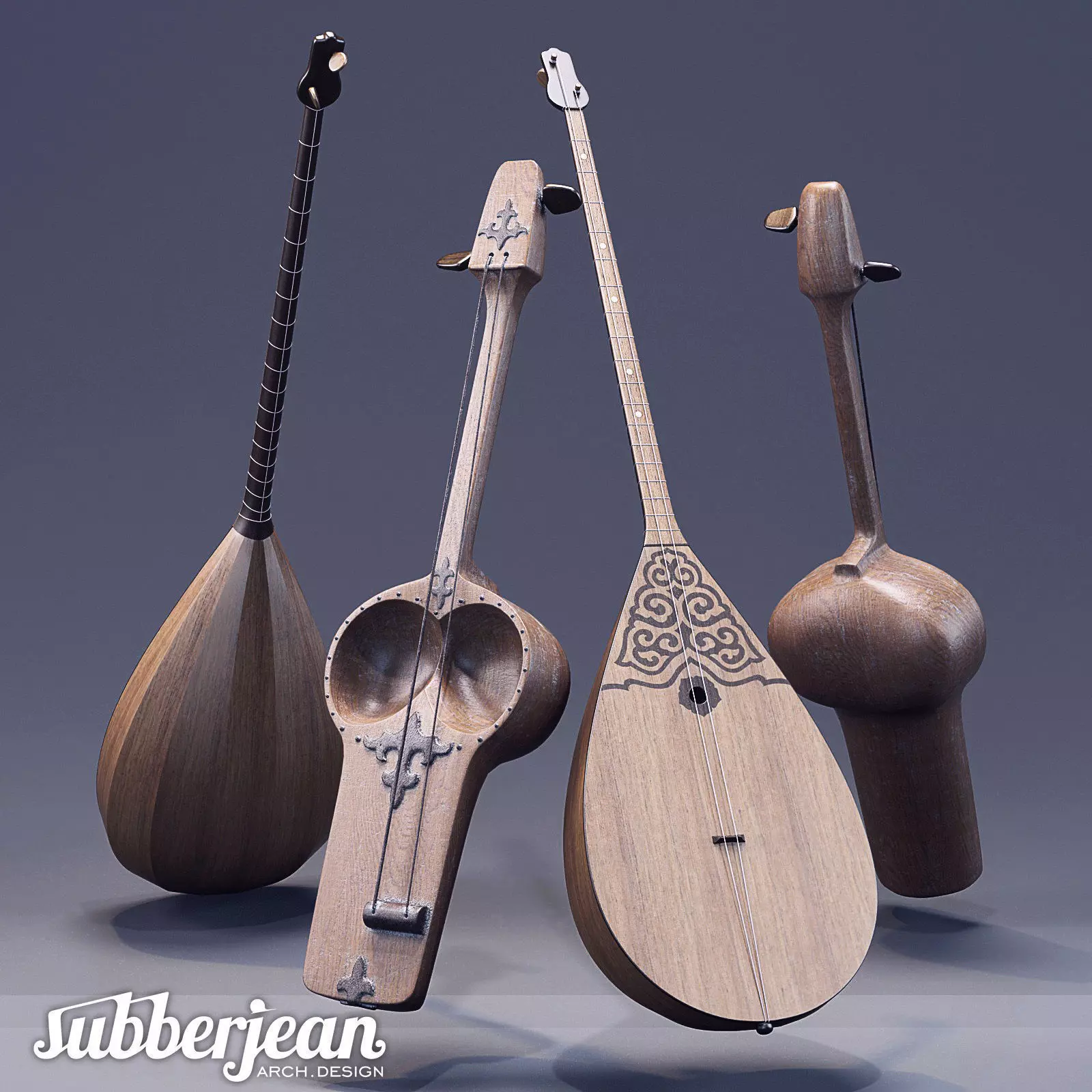 Kazakh National Musical Instruments 3D model_0