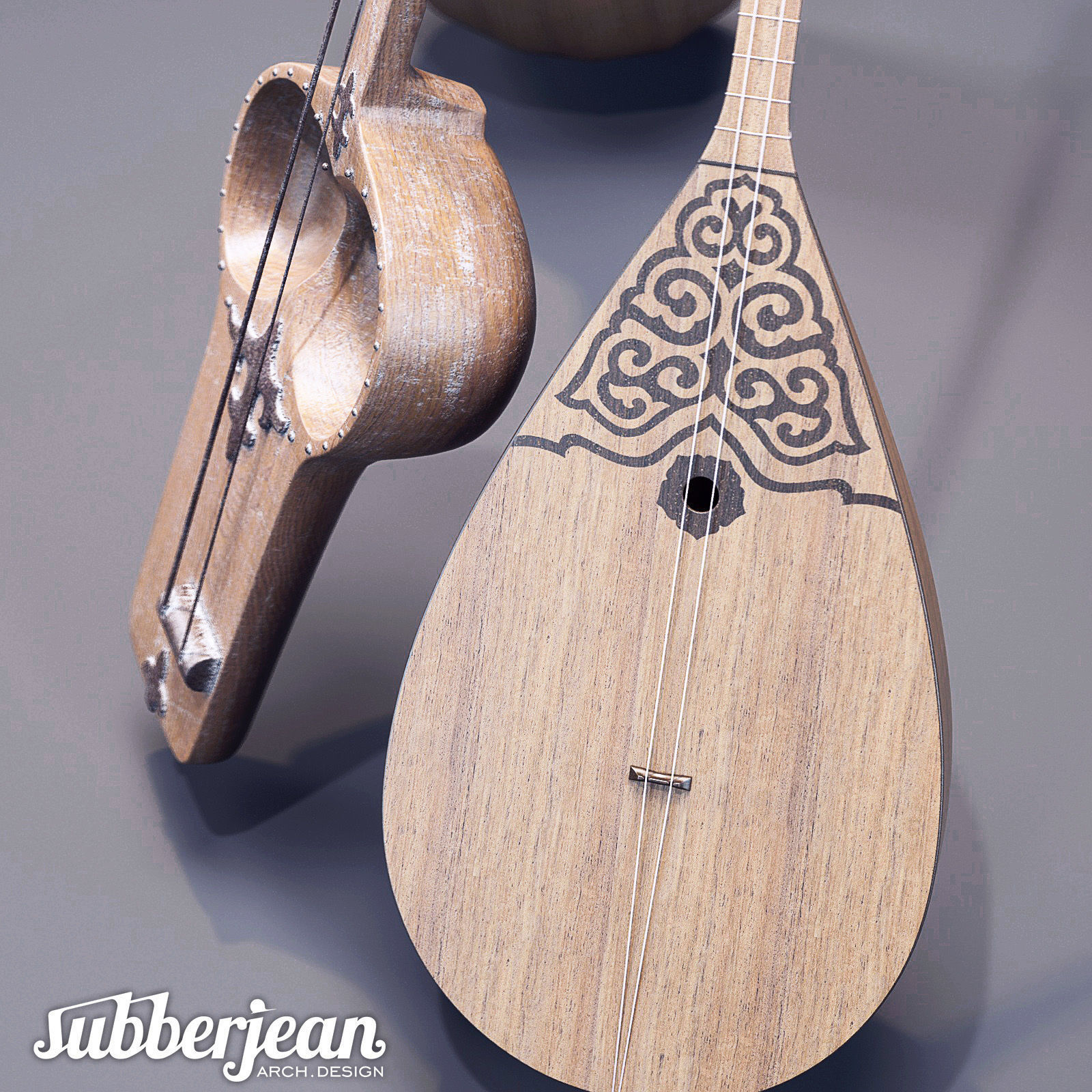 Kazakh National Musical Instruments 3D model_2