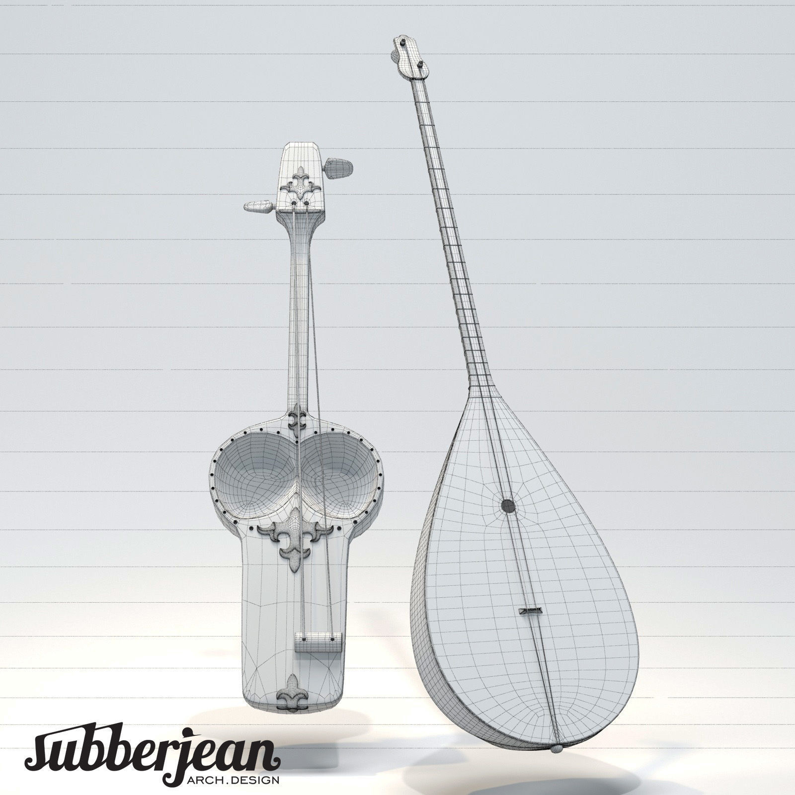 Kazakh National Musical Instruments 3D model_1