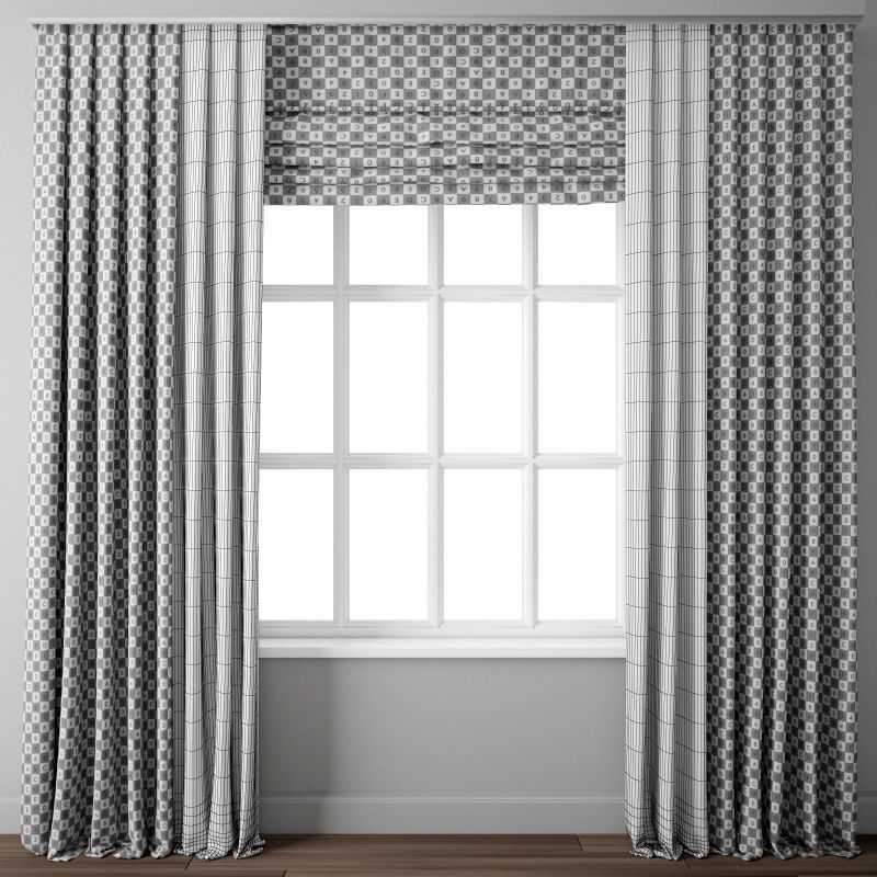 Curtain 88 with window 3D model_2
