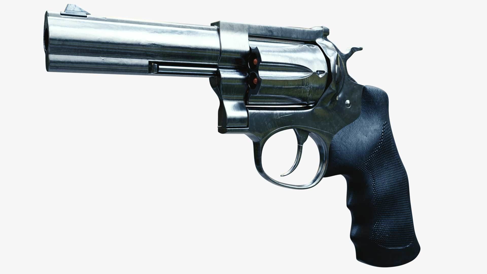 Revolver Handgun Low-poly 3D model_1