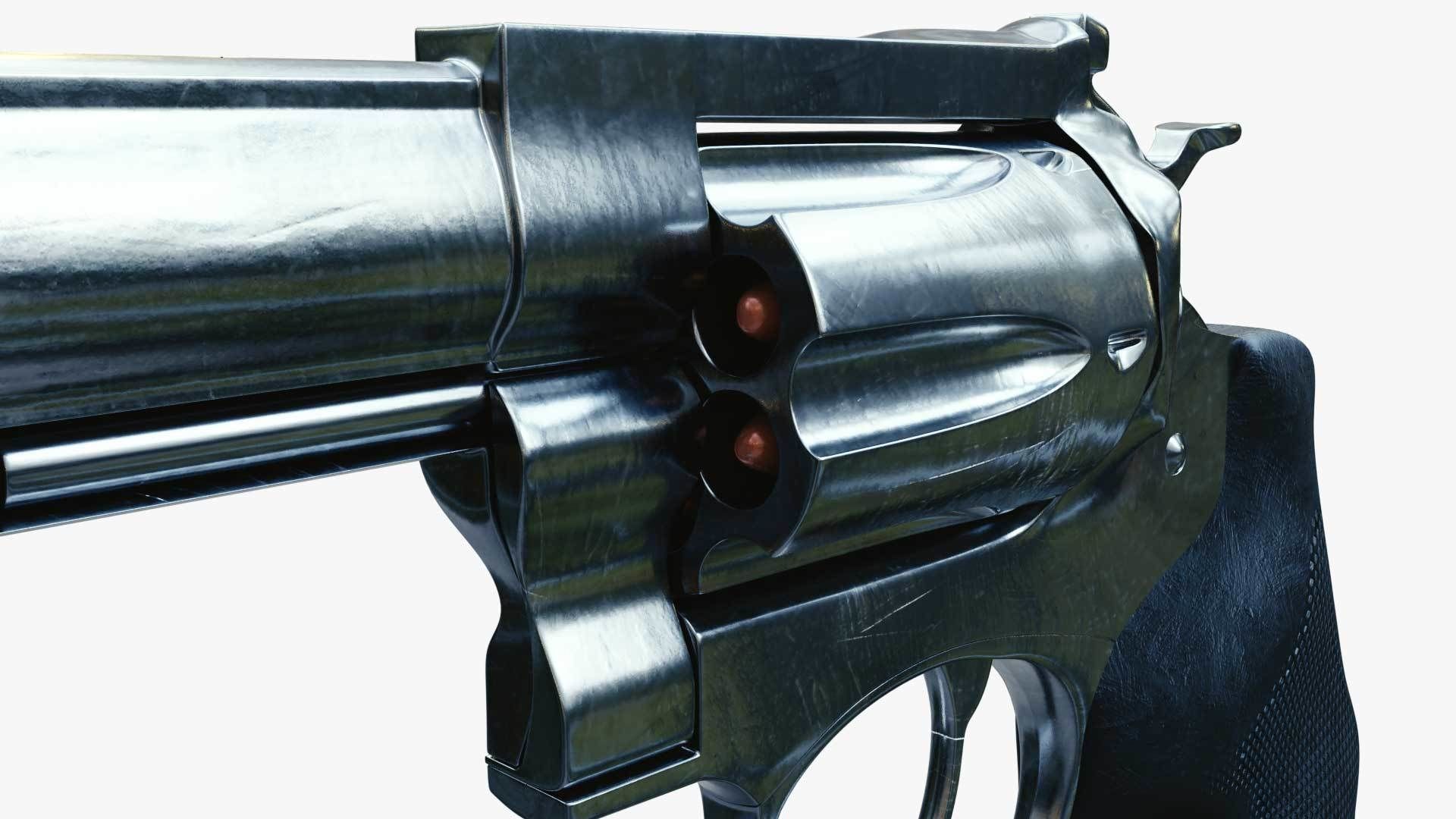 Revolver Handgun Low-poly 3D model_2